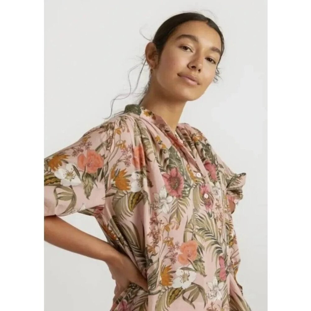 Rebecca Minkoff Dark Pink Floral Oversized Fleur Top, Size S
